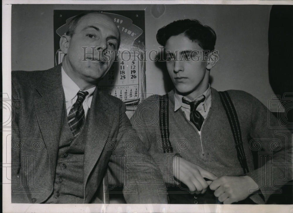 1938 Press Photo Charles Schmidt Jr &amp; Sr at inquest into death of Ed Richard - Historic Images