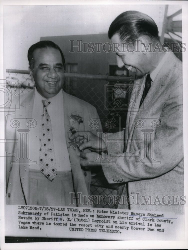 1957 Press Photo Las Vegas Nev Pakistan Prime Minister Huseyn S Suhrawardy - Historic Images