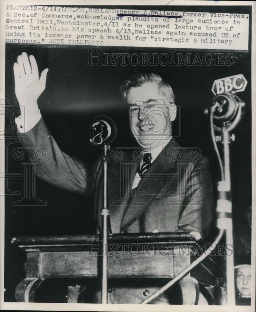 1953 Press Photo London Henry A Wallace former US VP &amp; Sec of Commerce lectures - Historic Images