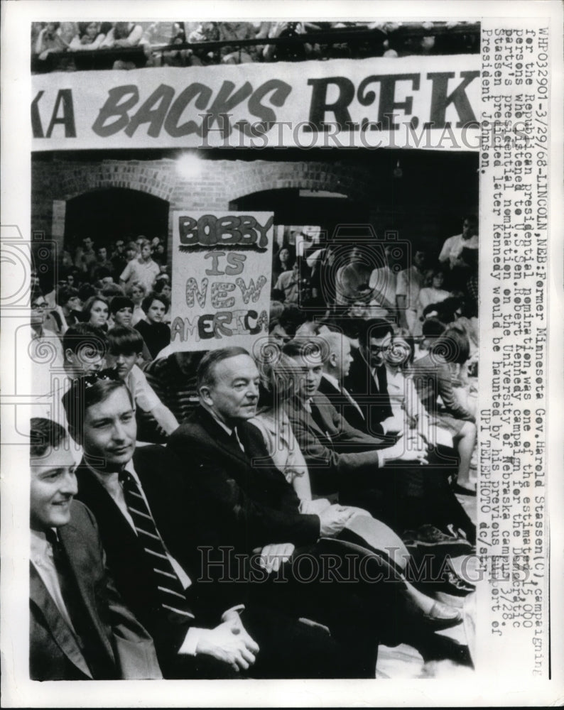 1968 Press Photo Lincoln Neb Ex MN Gov Harold Stassen at GOP convention - Historic Images