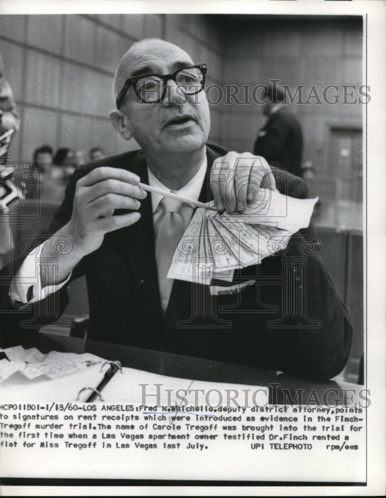 1960 Press Photo Los Angeles Fred N. Whichello Finch-Tregoof Murder - Historic Images