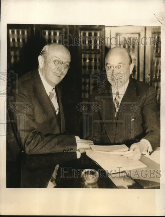 1935 Press Photo NYC US Atty Gen Homer Cummings & Fed Atty Geo Medalie - Historic Images