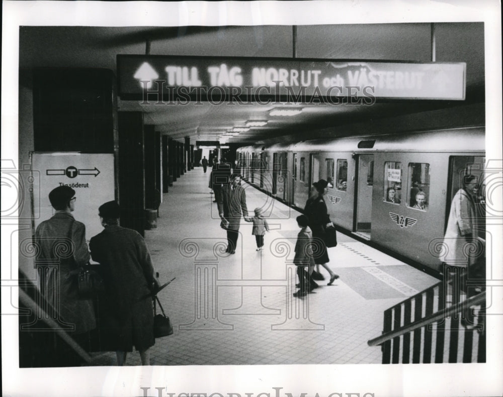 1964 Press Photo Stockholm Sweden Subway Station Tunnelbana - Historic Images