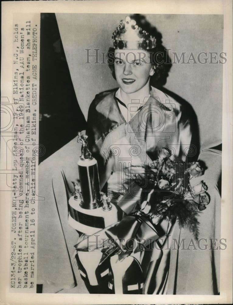 1949 Press Photo Betty Lou Steelman, 1949 National AAU Women&#39;s basketball queen - Historic Images