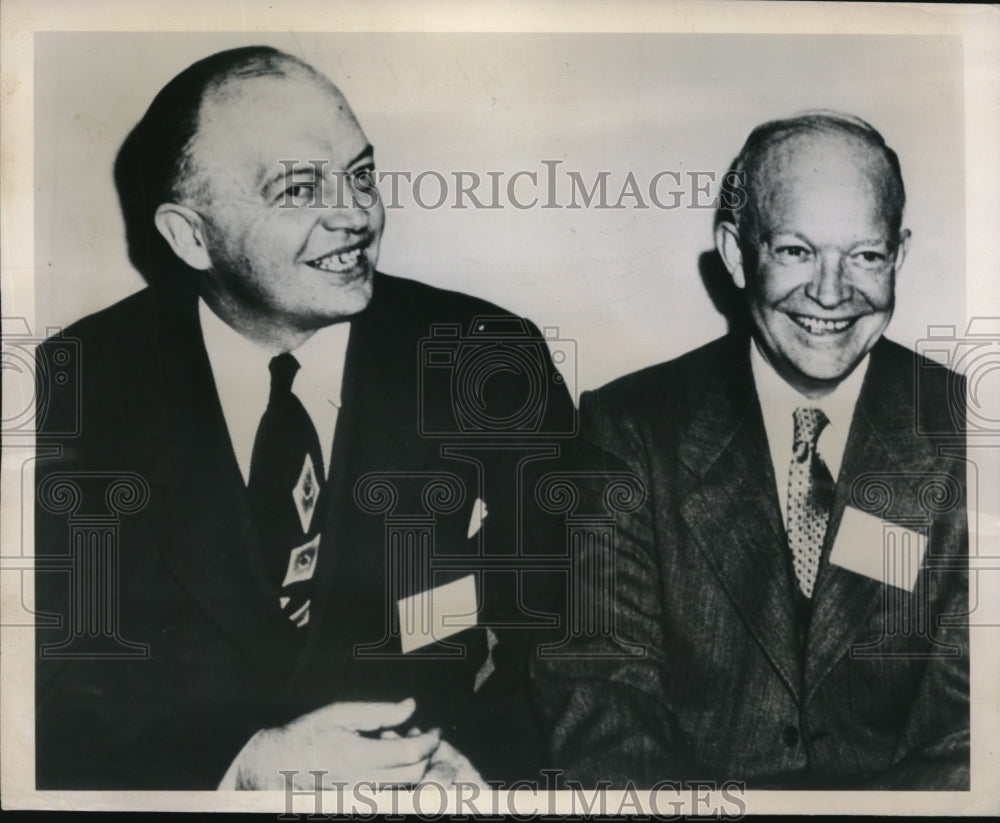 1949 Press Photo Madison WIsc Harold Stassen and Dwight Eisenhower - Historic Images