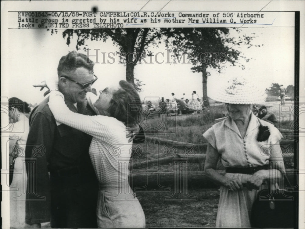 1956 Press Photo Ft Campbell Col RC Works Cmdr of 506 Airborne &amp; wife- Historic Images