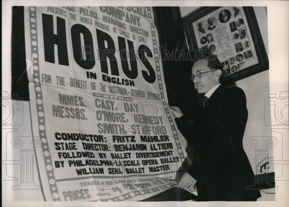 1938 Press Photo Composer Camille de Senez for opera Horus in Philadelphia - Historic Images