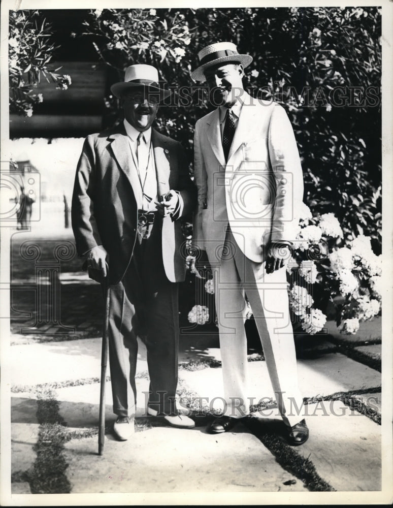 1934 Press Photo George H Dull pres of Saratoga Track, Geo Pendelton in NY - Historic Images