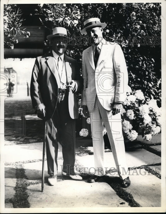 1934 Press Photo George H Dull pres of Saratoga Track, Geo Pendelton in NY - Historic Images
