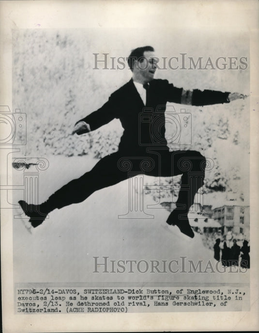 1948 Davos Switzerland Us figure skater Dick Buttons - Historic Images