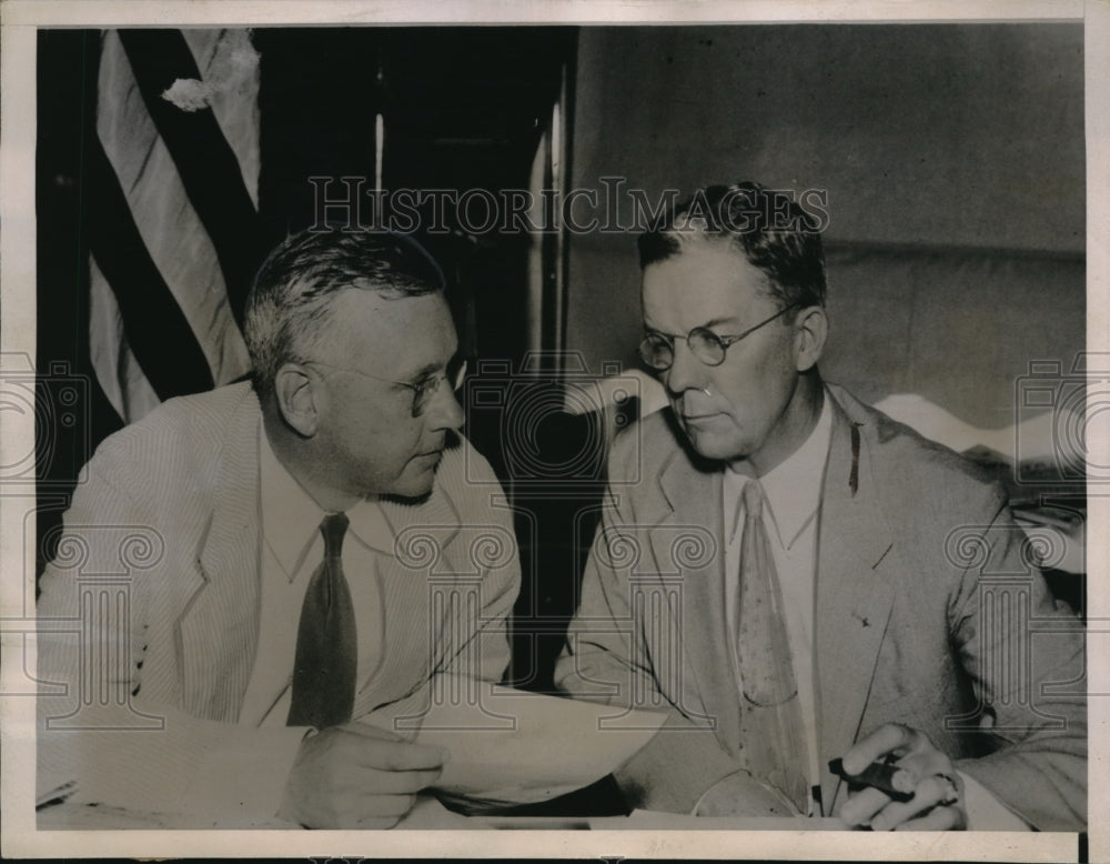 1936 Press Photo Governor Alf M. Landon and D.A.N. Chase at Kansas Capitol - Historic Images