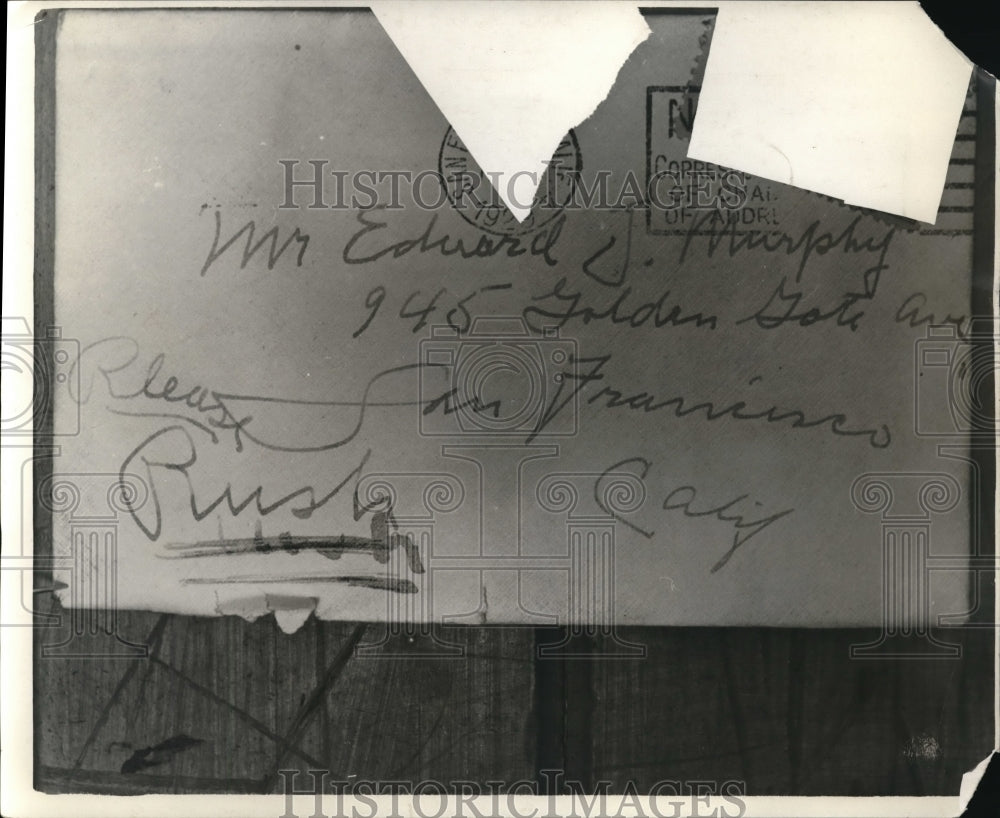 1929 Press Photo Mr. Edward Murphy of San Francisco postmark - Historic Images