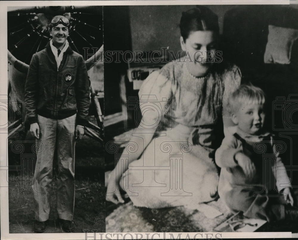 1937 Henry Dalisbury of St Paul Mn pilot & his wife & son - Historic Images