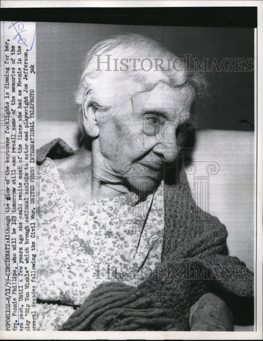 1959 Press Photo Mrs. Fannie Phillips will celebrate her 103rd birthday - Historic Images