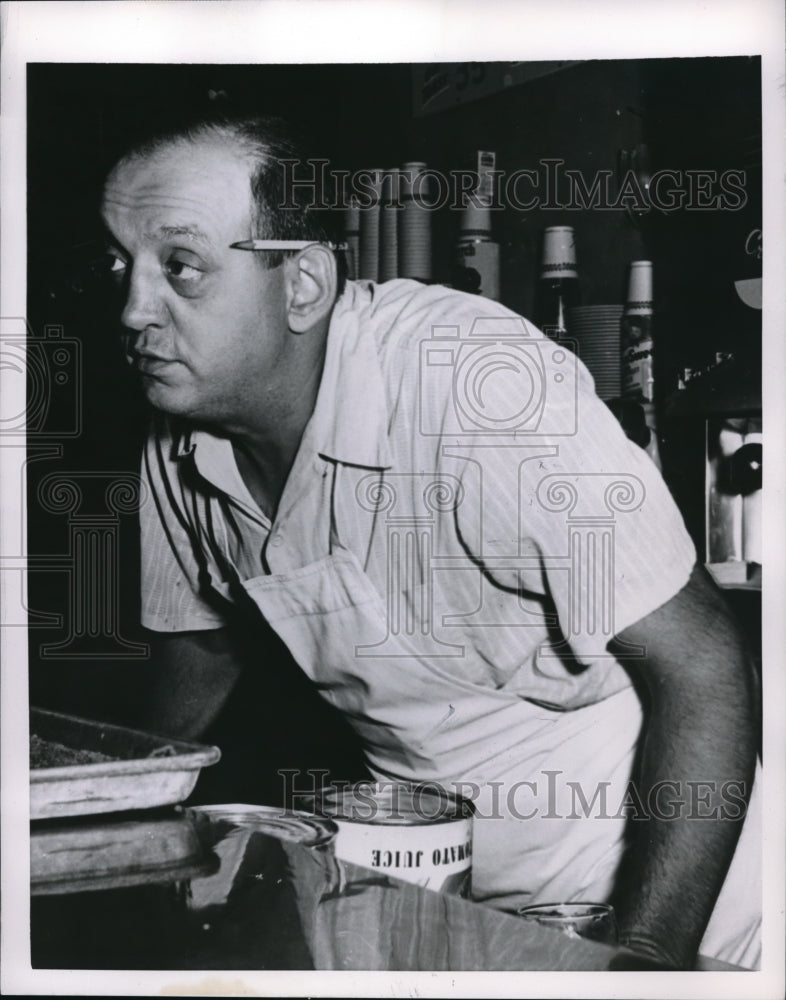 1958 Press Photo Nick Poolitsan of Bloomington Ind at his restaurant - nec94642 - Historic Images