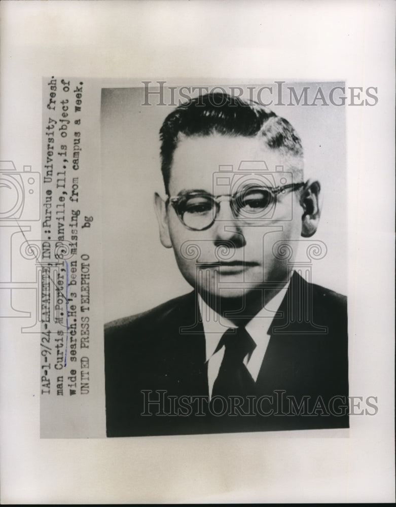 1953 Press Photo Missing freshman of Purdue University Indiana Curtis M Porter - Historic Images