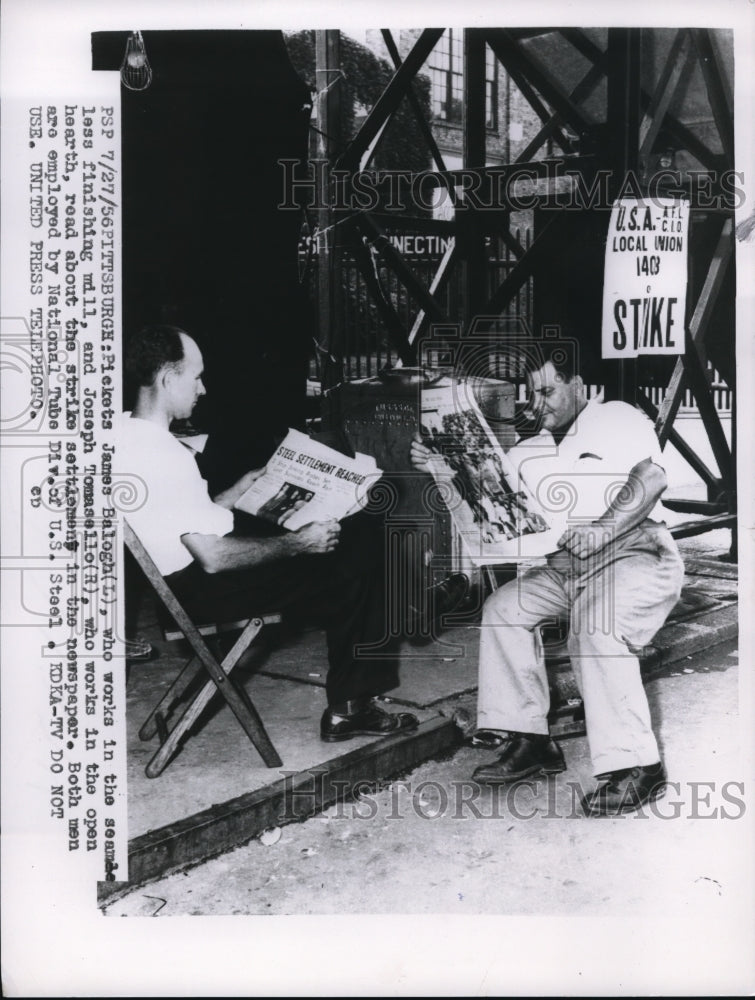 1956 Press Photo James Balogh and Joseph Tomasello of National Tube of US steel - Historic Images