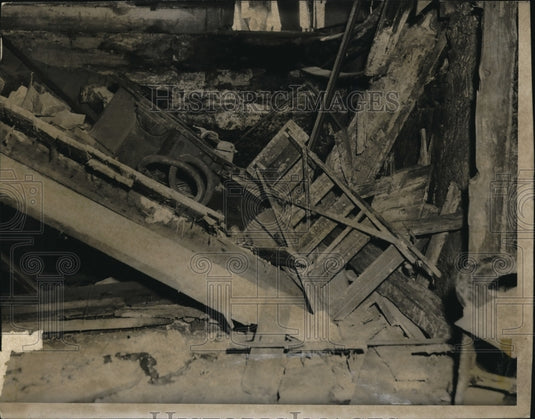 1950 Press Photo Zanesville, Ohio building collapsed injured 14 people - Historic Images