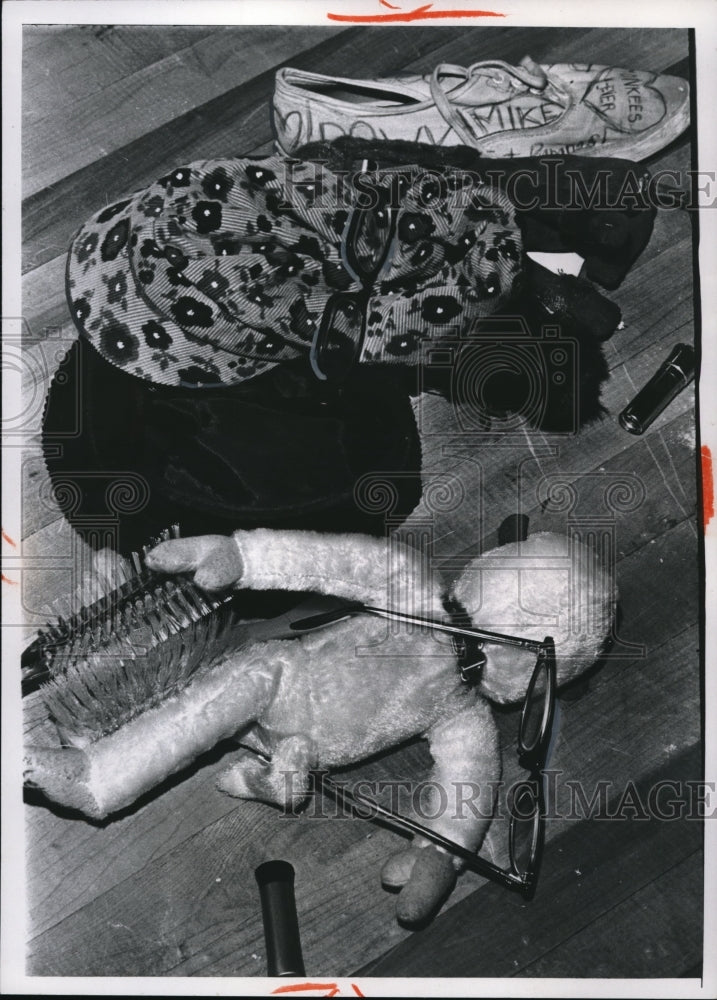 1967 A few of the items that were thrown at the stage. - Historic Images