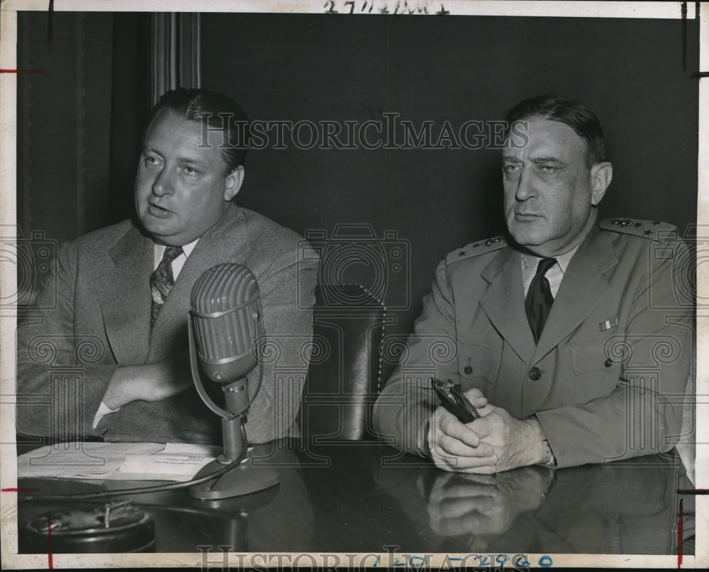 1946 Press Photo J.A.Krug, Sec. of the Interior with Vice Admiral Ben Morell - Historic Images