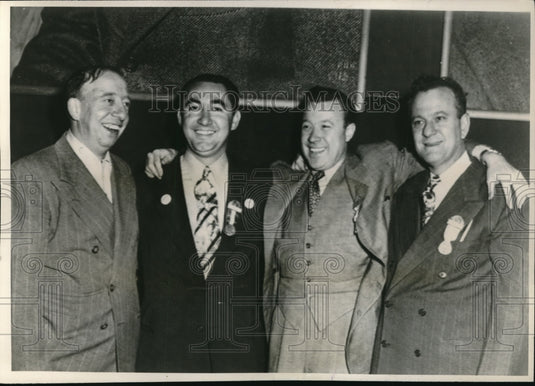 1947 Press Photo Secy-Tres Grosser, Vice-Pres Mazey, Pres Reuther & Livingston - Historic Images