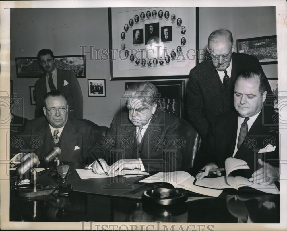 1951 Press Photo DC John L Lewis, HM Moses, JE Moody,, JT Jones, coal owners - Historic Images