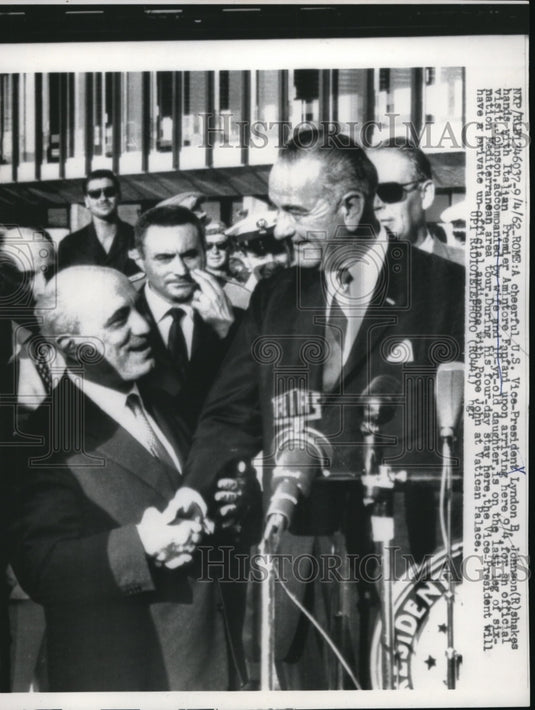 1962 Press Photo Rome US VP Lyndon Johnson & Italian Premier A Fanfani - Historic Images