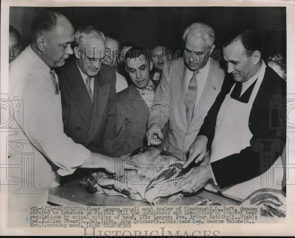 1951 Press Photo Washington Elmer Langen Meat Dealer Cincinnati Ohio - Historic Images