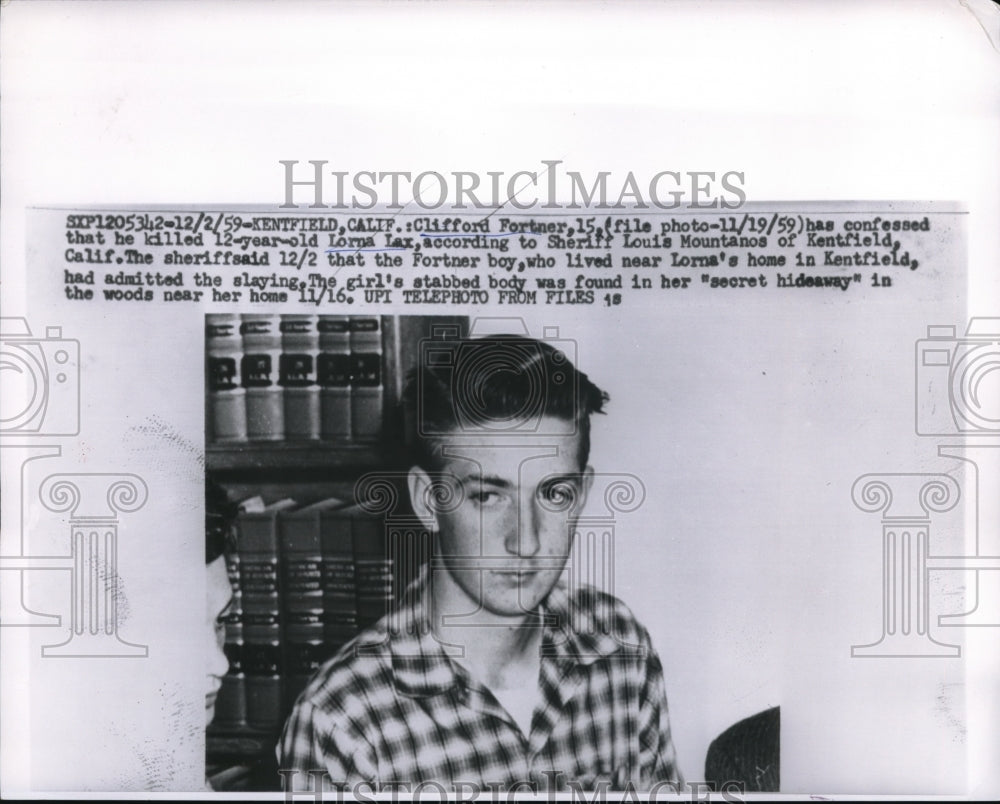 1959 Press Photo Clifford Fortner Confesses to Killing Lorna Lax - nec95692 - Historic Images