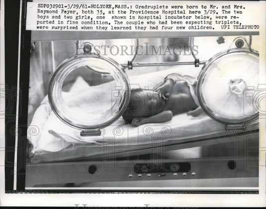 1961 Press Photo One Of The Quads Born To Mr. & Mrs. Raymond Feyer Holyoke, MA - Historic Images