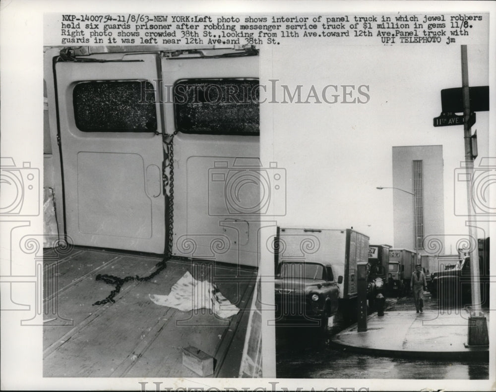 1963 Press Photo The inside of the truck that was robbed where guards were held - Historic Images