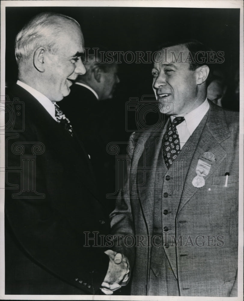 1947 Press Photo Atlantic City NJ Phillip Murray of CIO &amp; Walter Reuther UAW hea - Historic Images