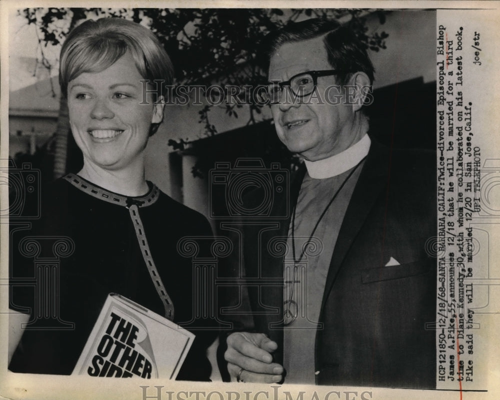 1968 Press Photo Bishop Pike to be married for the third time,now to D. Kennedy - Historic Images