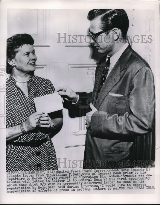 1953 Press Photo Berkeley Calif UP correspondent Gene Symonds & Mrs Wm Dean - Historic Images
