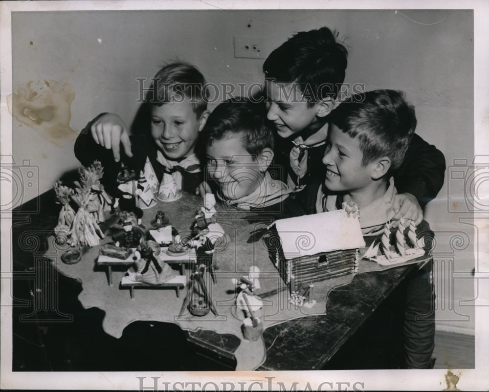 1955 Press Photo Cub Scouts Den St Rita Catholic Church - Historic Images