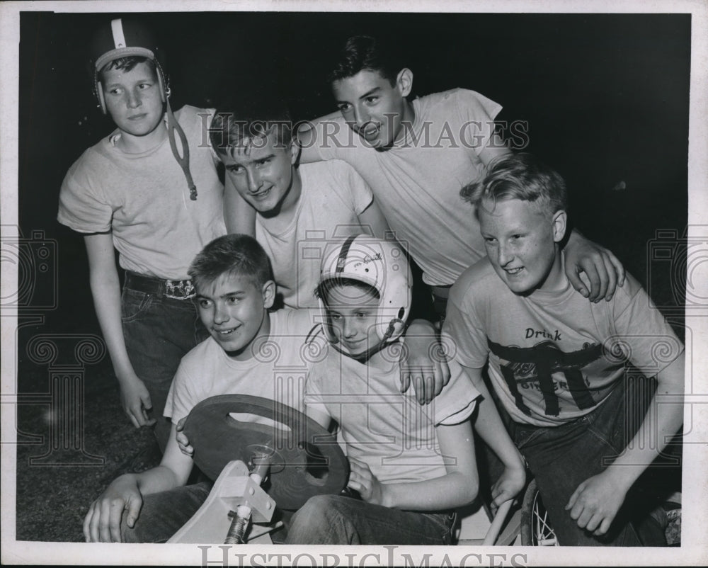 1956 Press Photo Push Mobile Derby Bill Ruppart Harvey Miller Dick Zusy - Historic Images