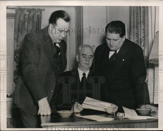 1939 Press Photo Philip Murray Meets with R.J. Thomas & Richard Frankensteen - Historic Images