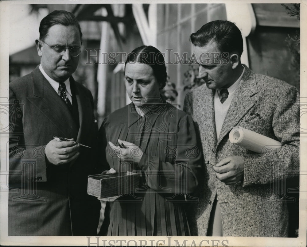 1940 Press Photo L-R) L.G.Hitcock,Mrs.Luther Burbank,D.Bowers in Redwood Empire - Historic Images