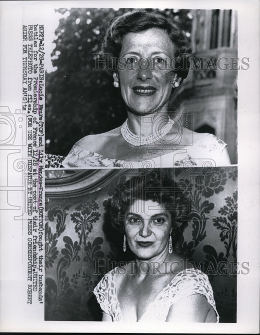 1955 Press Photo Lucie Raure & Lily Mendes-France fought their husbands' battles - Historic Images