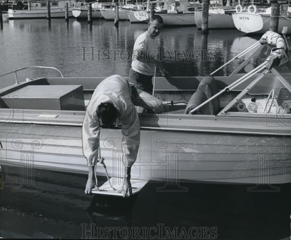 1970 Miami Beach, Fla Allaboard adjusted on boat&#39;s keel - Historic Images