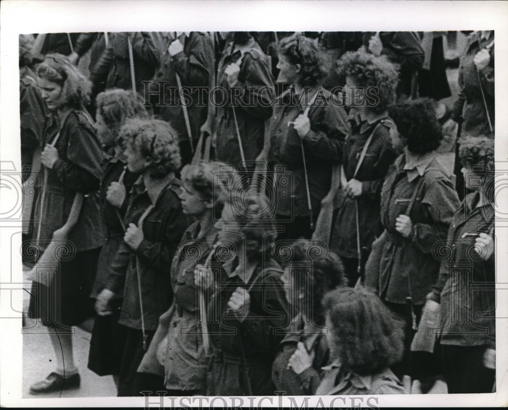 1952 Press Photo Leipzig East Germany Communist Youth Organization March - Historic Images