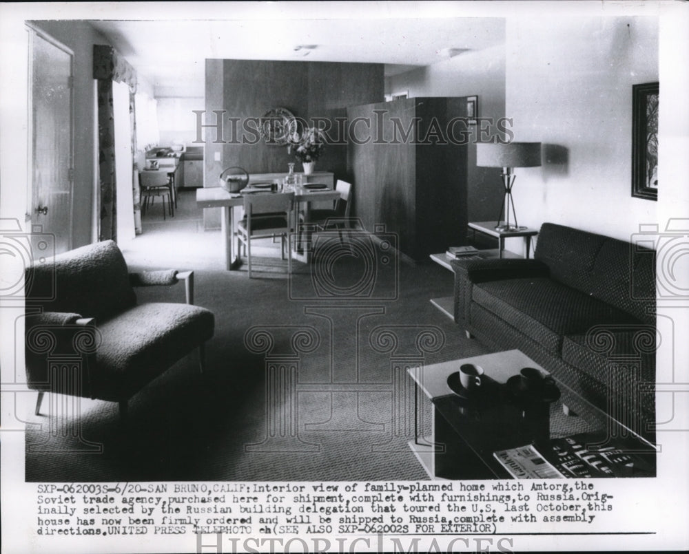 1956 Press Photo San Bruno California Model Home Built For Russian Delegates - Historic Images