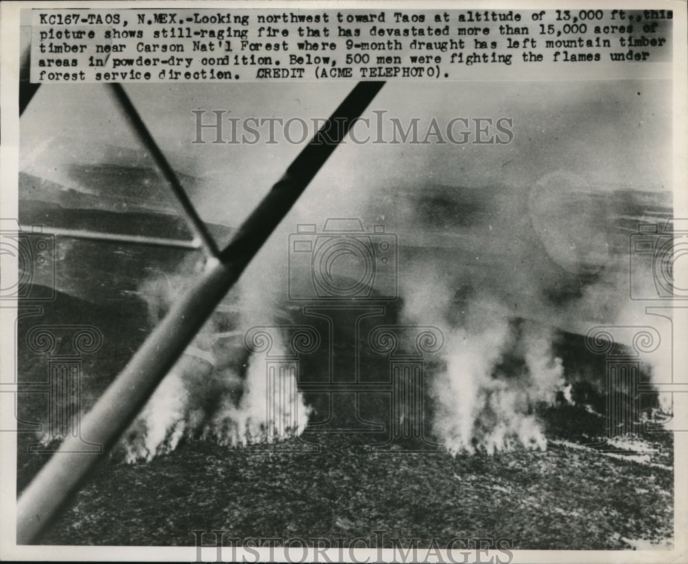 1950 Press Photo Taos New Mexico Wild Forest Fire Carson National Park - Historic Images