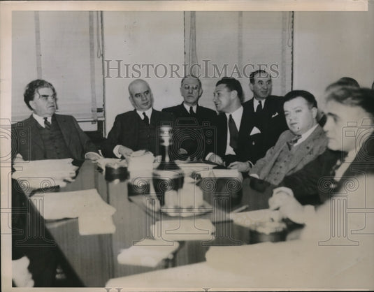 1936 Press Photo John Lewis United Mine Workers Steel Company Leaders Phillip - Historic Images