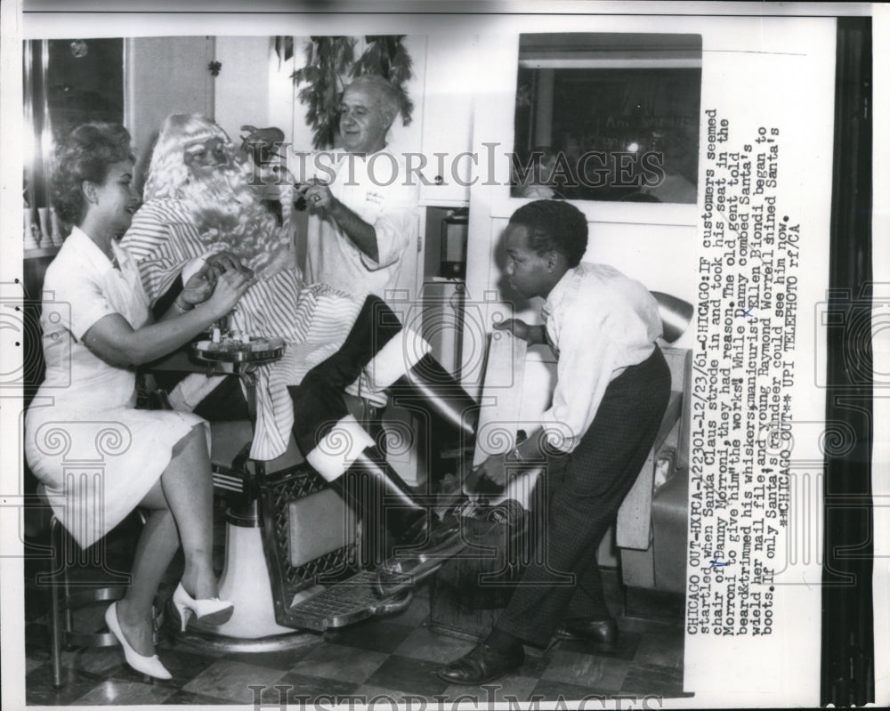 1961 Press Photo Chicago Santa Claus &amp; Danny Morroni, Ray Worrell - Historic Images