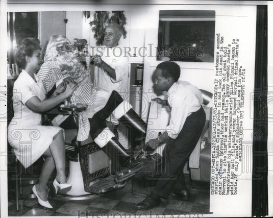 1961 Press Photo Chicago Santa Claus & Danny Morroni, Ray Worrell - Historic Images