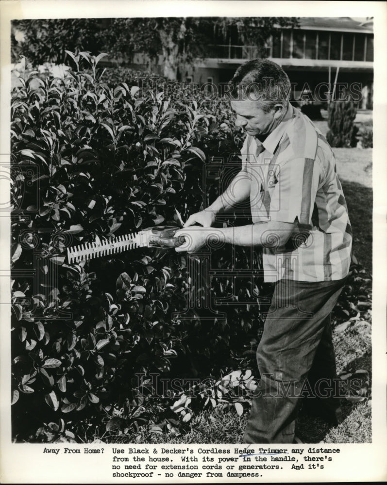 1962 Black &amp; Decker cordless hedge trimmers demonstrated - Historic Images