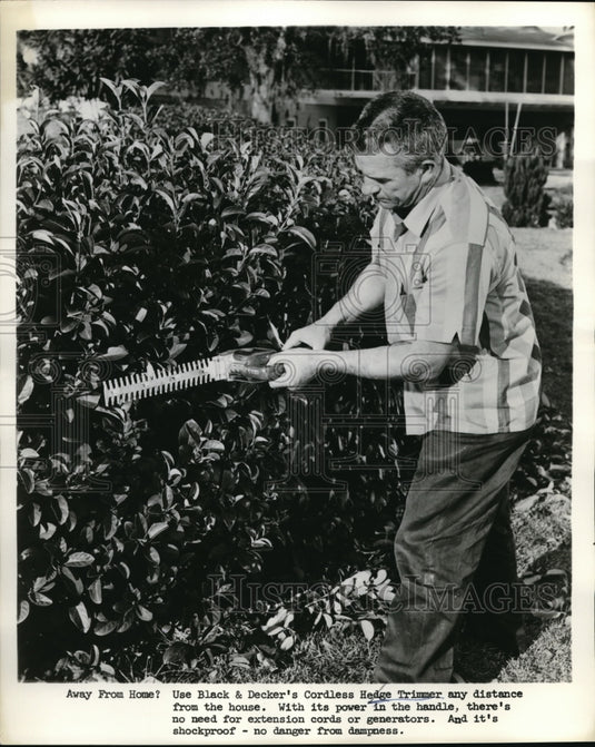 1962 Black & Decker cordless hedge trimmers demonstrated - Historic Images