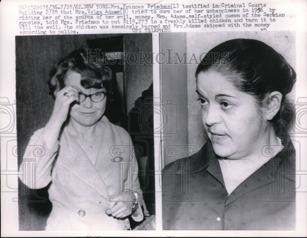 1962 Press Photo Mrs. Frances Friedman and Mrs. Volga Adams on Criminal Courts - Historic Images