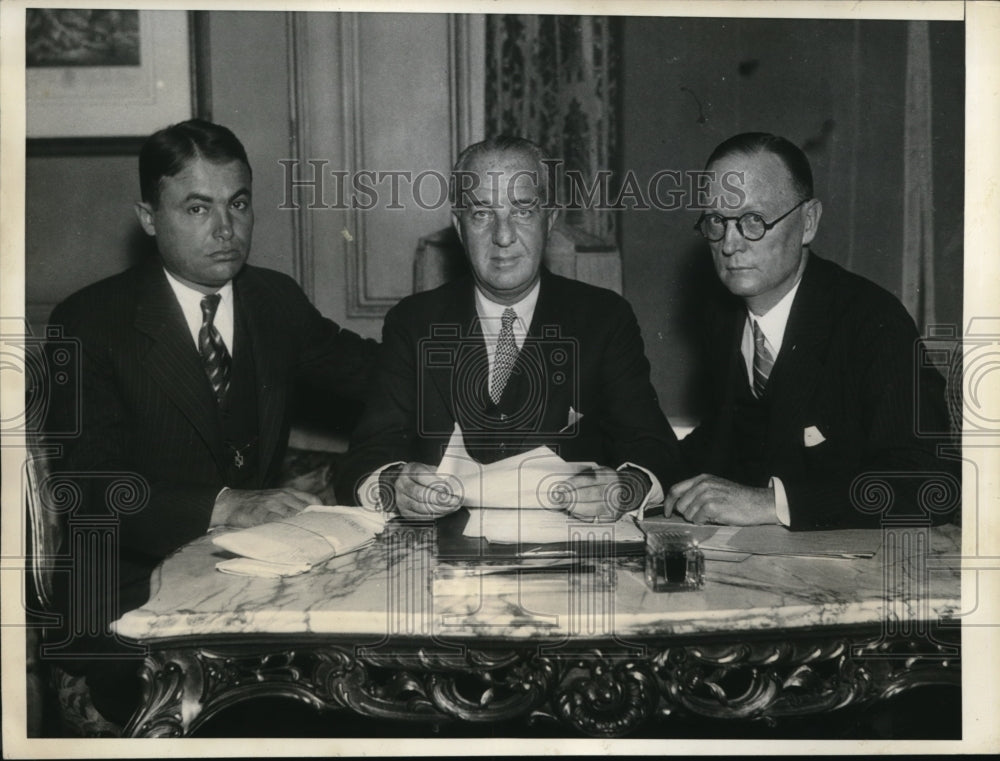 1933 Press Photo NYC Sen Abe Kaplan, Tom Dolen &amp; John Sheridan - Historic Images